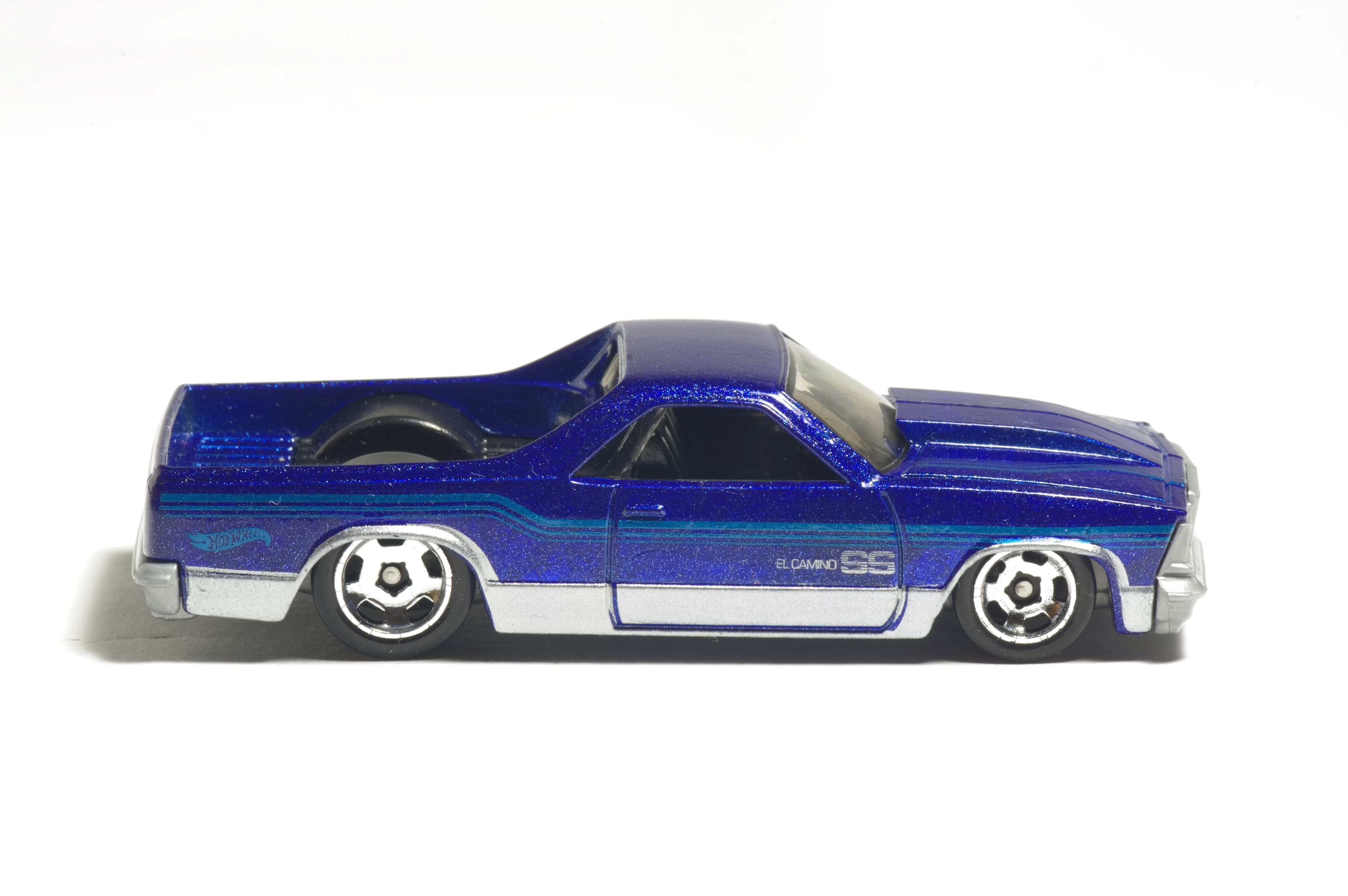 Blue Hot Wheels El Camino SS in profile